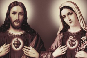 Estampa Sagrado Coração de Jesus e Imaculado Coração de Maria