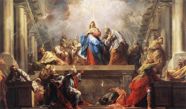 Vinda do Espirito Santono dia de Pentecostes Descida do Espírito Santo sobre os Apóstolos e Maria Santíssima.