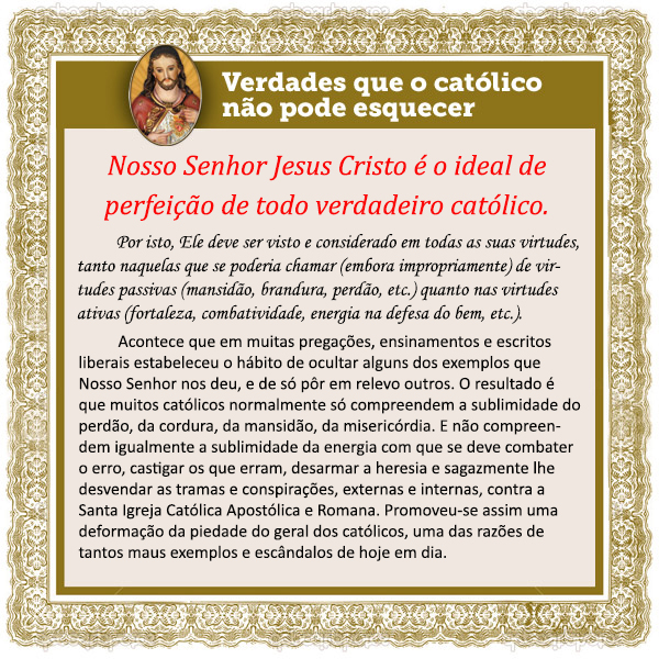 Verdades que o Católico não pode esquecer - Nosso Senhor Jesus Cristo é o ideal de perfeição de todo verdadeiro católico