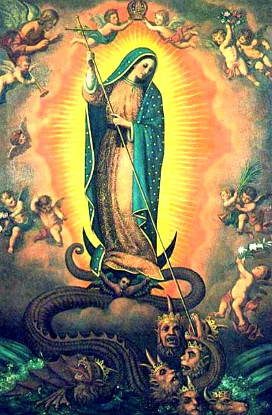 Nossa Senhora destrói as armadilhas de satanás e protege seus servos fieis das artimanhas do demônio. Por isso estão sempre protegidos se forem fieis a Nossa Senhora.