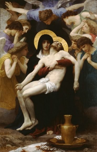 "Maria obteve nosso nascimento para a vida da graça, oferecendo à morte, ela mesma, a amada vida do seu Jesus, consentindo em vê-lo expirar diante de seus olhos, à força de seus sofrimentos."
