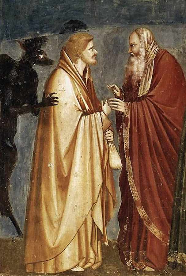 Afresco pintado pelo célebre artista italiano da época medieval, Giotto di Bondone (1267 – 1337), na Capela degli Scrovegni, Pádua (Itália), entre os anos de 1302 e 1306.