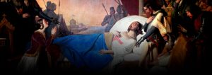 Gravura, leito de morte de São Luís IX, rei de França