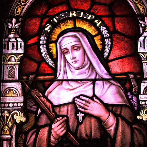 Vitral de Santa Rita de Cássia, Catedral de Santa Maria, Austin, Texas. Vitral de Santa Rita de Cássia, Catedral de Santa Maria, Austin, Texas.