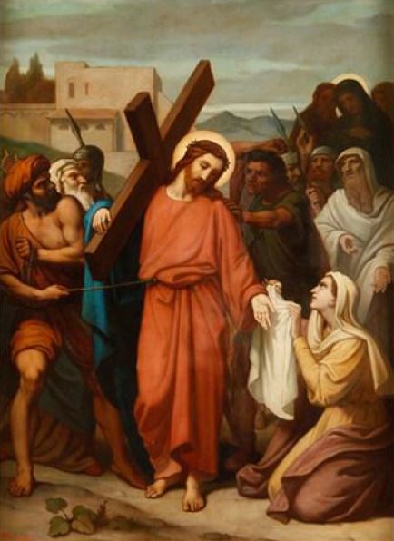Via Sacra: 6ª Estação – Verônica enxuga a face de Jesus e sua Face é impressa numa toalha