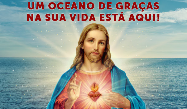 Sagrado Coração de Jesus com um oceano de fundo 