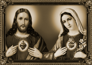 Estampa dos Corações de Jesus e Maria