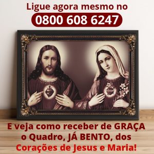 Estampa do Sagrado Coração de Jesus e do Imaculado Coração de Maria - Proteção eficaz contra o demônio