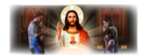familia rezando com o Coração de Jesus